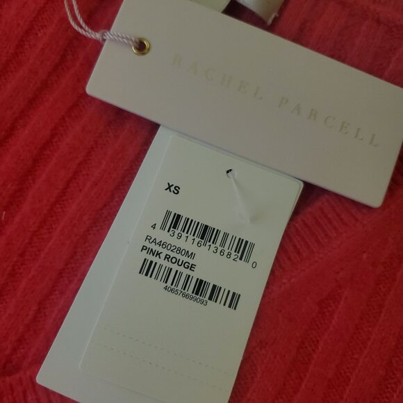 Rachel Parcell Pink Rouge ribbed knit sweater dress sz XS Vneck bubble sleeve - Picture 8 of 13